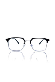 Jodykoes® Premium Series Classic Vintage Eyewear Eyeglasses Spectacles with Blue Light Anti Glare Glasses Frame for Men and Women (Black & Silver)