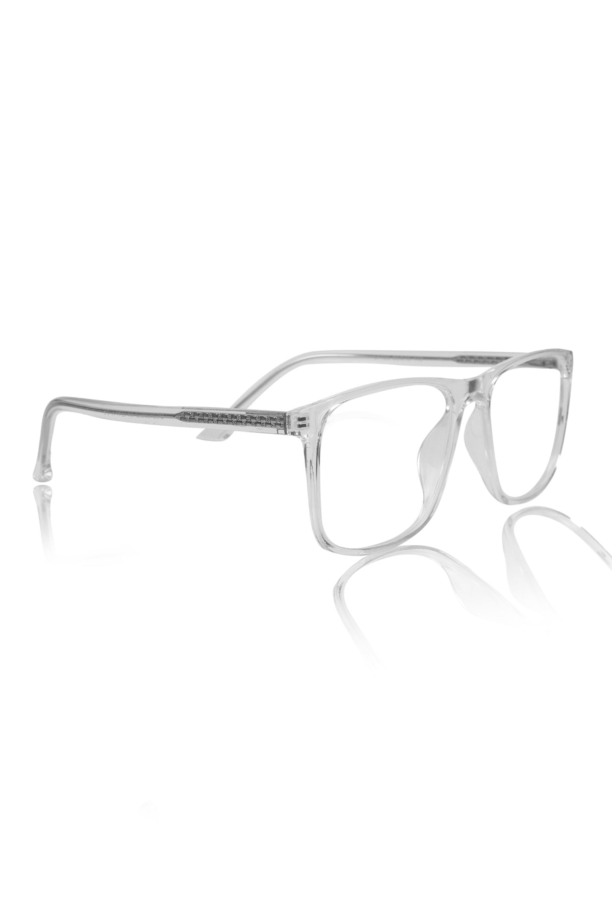 Jodykoes® Premium Series Pure Acetate Sheet Rectangle Eyewear Frame | Modern Fashionable Trending Spectacle Eyeglasses For Men and Women (Crystal Transparent)