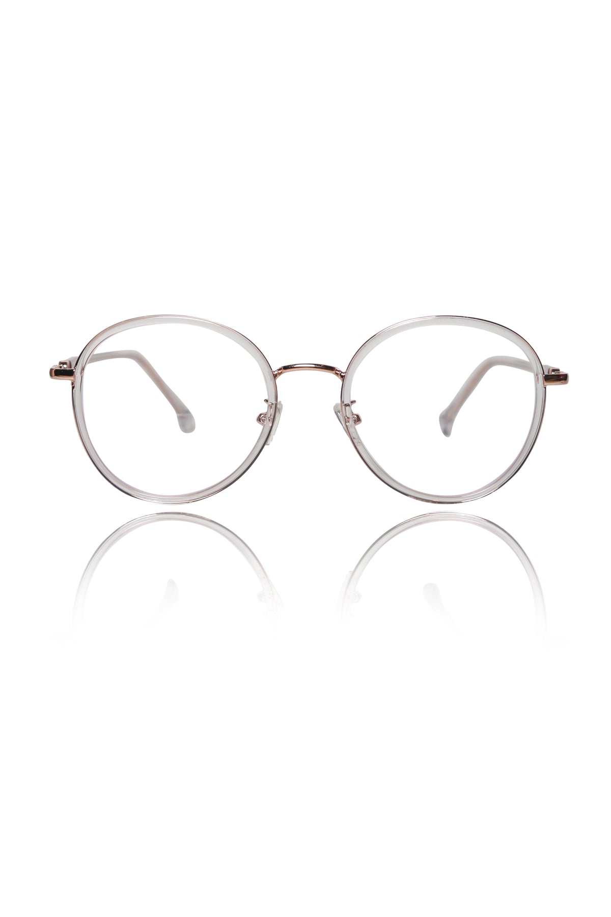 Jodykoes® Premium Series Round Eyewear Eyeglasses Spectacles Frame for Men and Women (Transparent)
