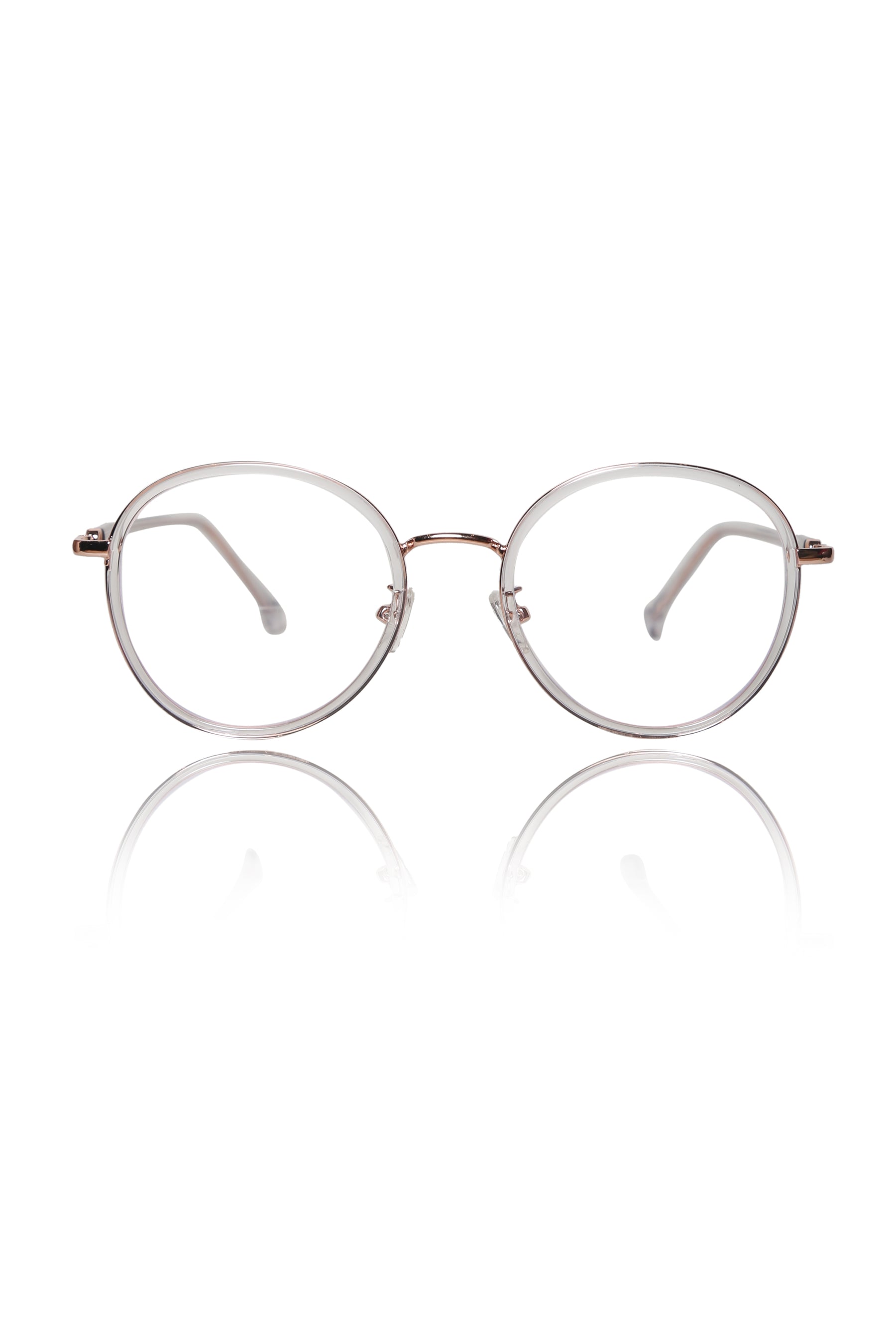 Jodykoes® Premium Series Round Eyewear Eyeglasses Spectacles Frame for Men and Women (Transparent)