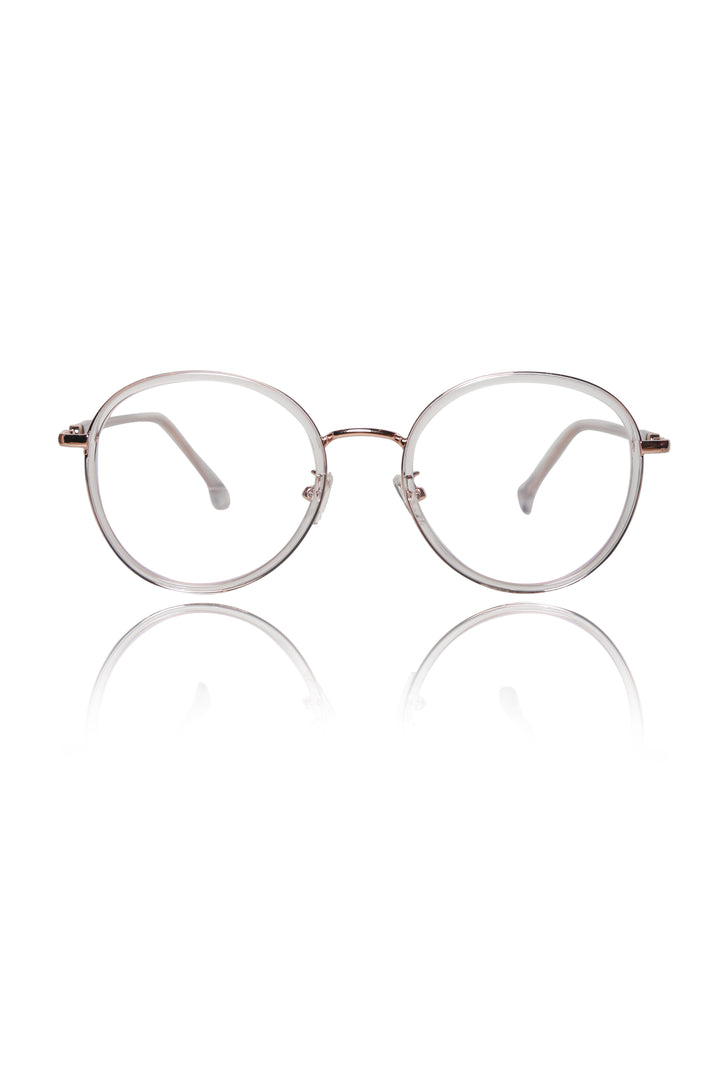 Jodykoes® Premium Series Round Eyewear Eyeglasses Spectacles Frame for Men and Women (Transparent)