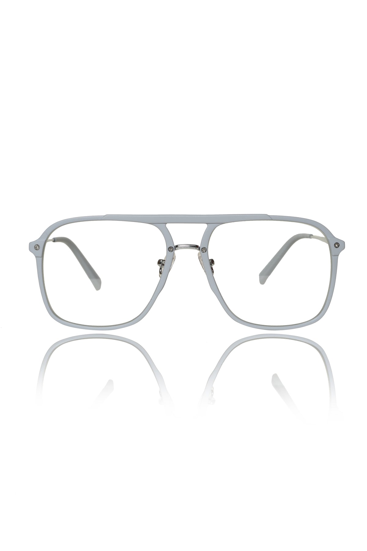 Jodykoes® Premium Series Double Bar Eyewear Eyeglasses Spectacles Frame for Men and Women (Flagship Grey)