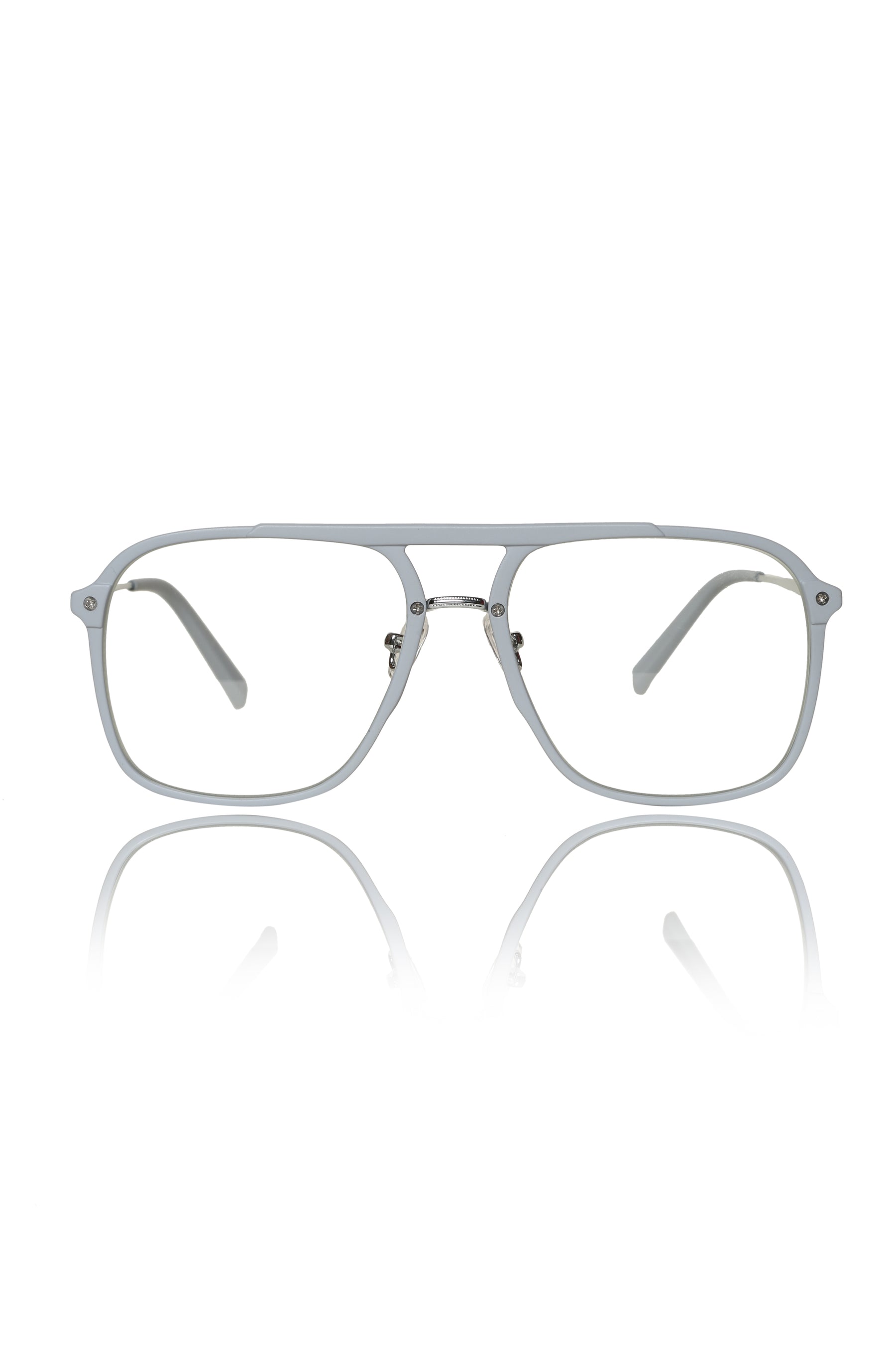 Jodykoes® Premium Series Double Bar Eyewear Eyeglasses Spectacles Frame for Men and Women (Flagship Grey)