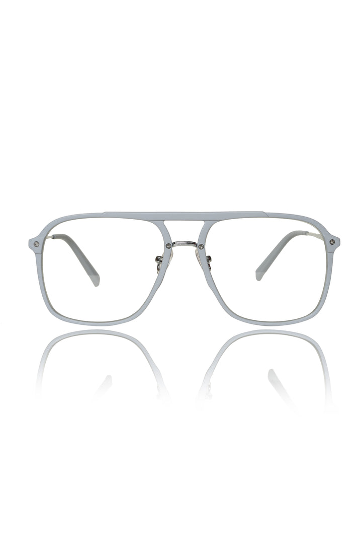 Jodykoes® Premium Series Double Bar Eyewear Eyeglasses Spectacles Frame for Men and Women (Flagship Grey)