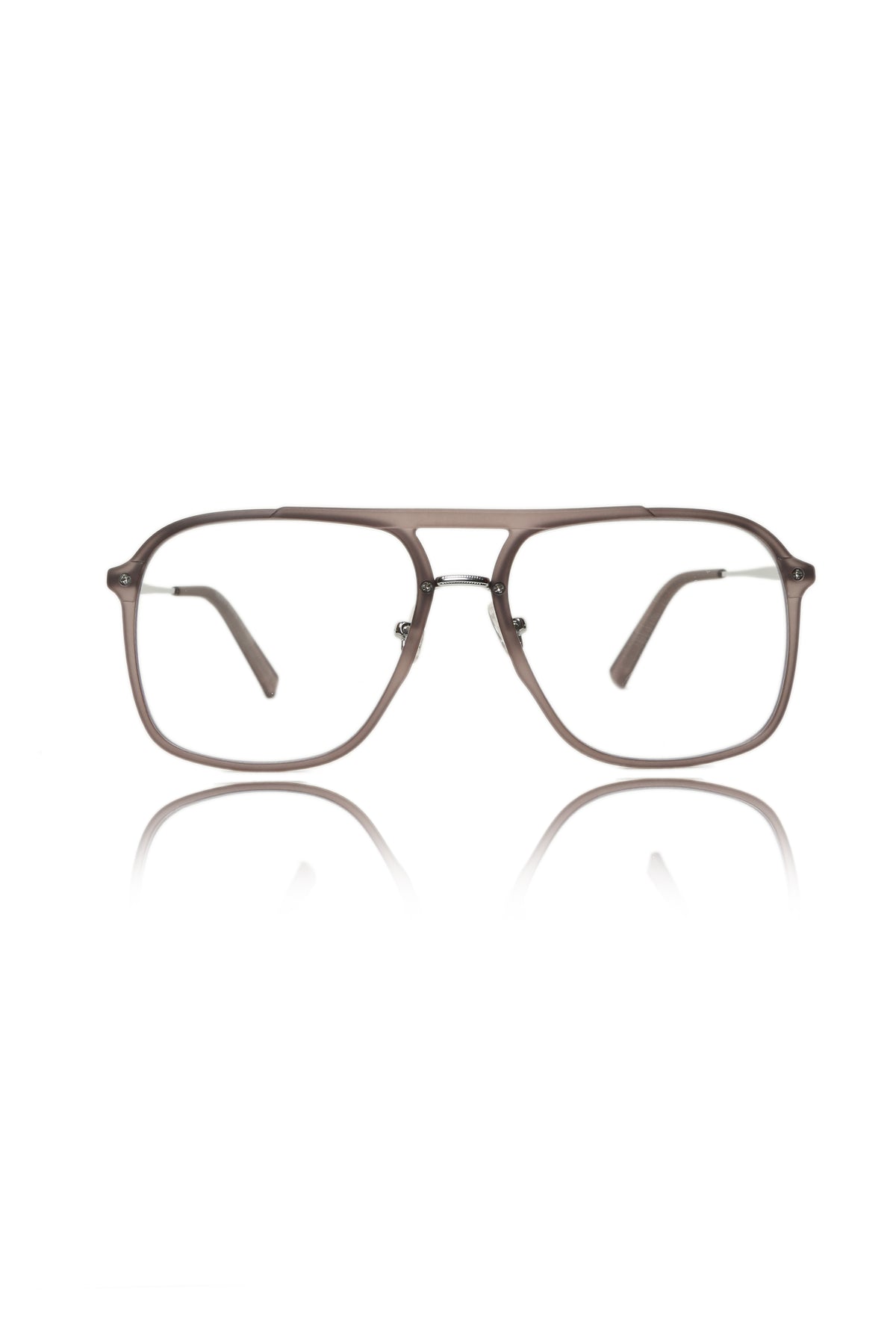 Jodykoes® Premium Series Double Bar Eyewear Eyeglasses Spectacles Frame for Men and Women (Matte Grey)
