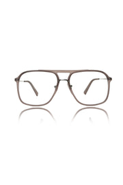 Jodykoes® Premium Series Double Bar Eyewear Eyeglasses Spectacles Frame for Men and Women (Matte Grey)
