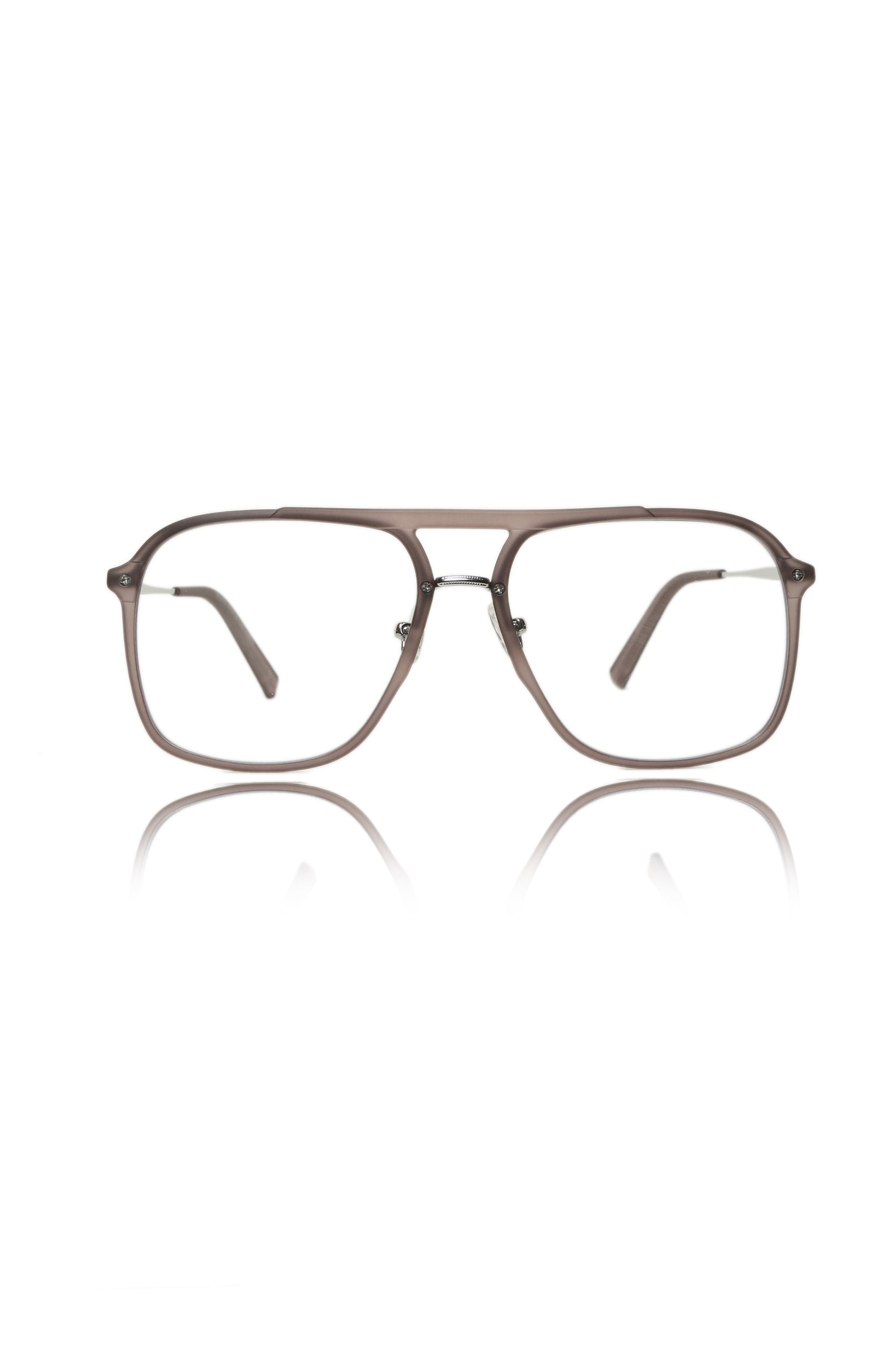 Jodykoes® Premium Series Double Bar Eyewear Eyeglasses Spectacles Frame for Men and Women (Matte Grey)