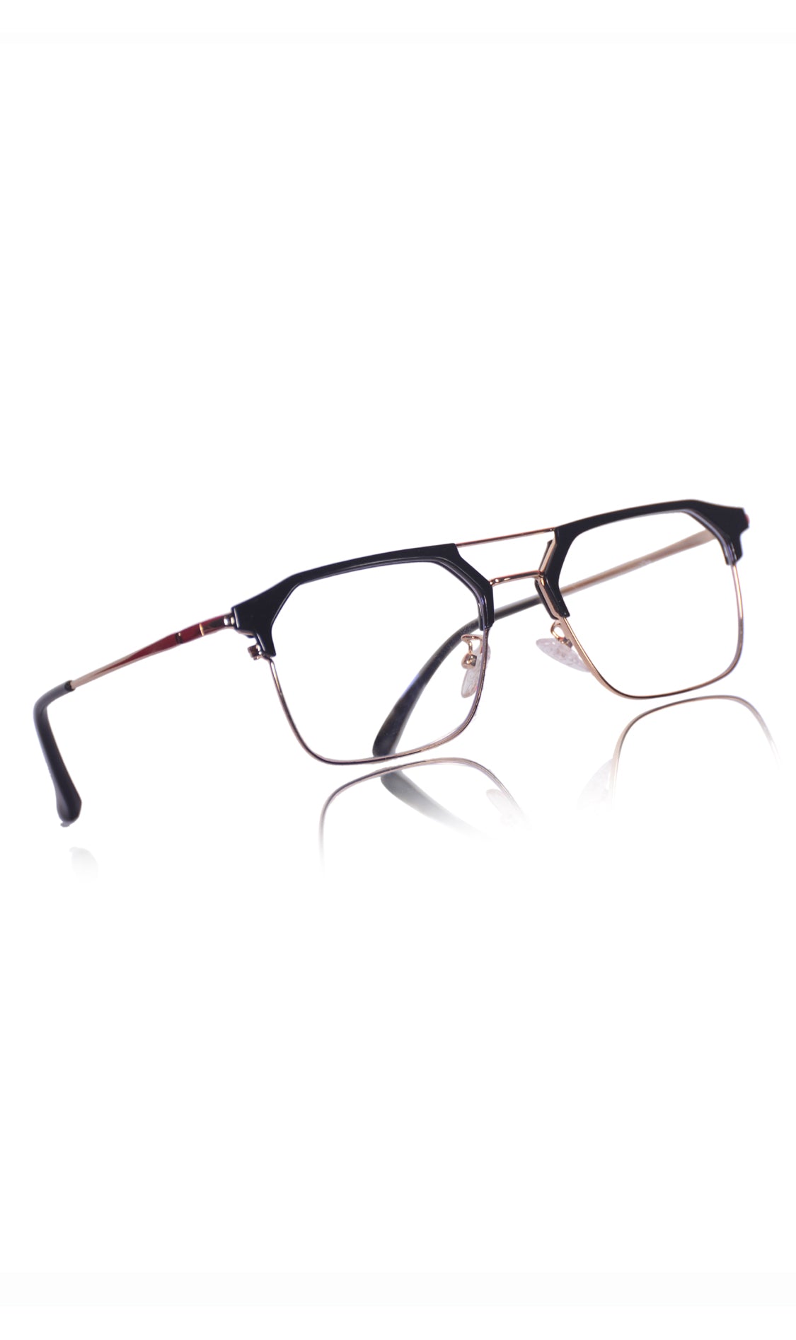 Jodykoes® Premium Series Classic Vintage Eyewear Eyeglasses Spectacles with Blue Light Anti Glare Glasses Frame for Men and Women  (Black & Gold)