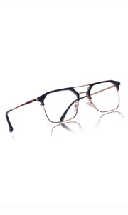 Jodykoes® Premium Series Classic Vintage Eyewear Eyeglasses Spectacles with Blue Light Anti Glare Glasses Frame for Men and Women  (Black & Gold)