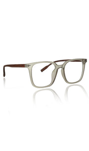 Jodykoes® Premium Series Woodern Finish collection Square Spectacle Frame | Fashionable Eyeglasses Eyewear for Men and Women (Grey Wood)