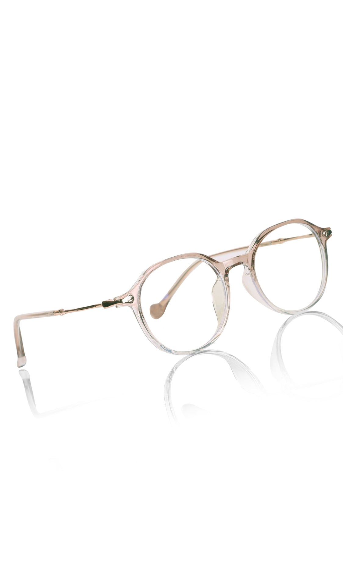 Jodykoes® Pure TR Round Plastic Frame With Metal Arms Fashionable Eyewear Spectacles | Blu cut and Anti Glare Computer Protection Eyeglasses Frame for Women (Brown)