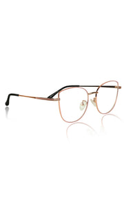 Jodykoes® Premium Series Cat Eye Metal Designer Frame Women Spectacle | Fashionable Blu Cut Anti Glare Eyeglasses For Computer, Mobile Phone and Blue Rays Protection Eyewear (Pink)