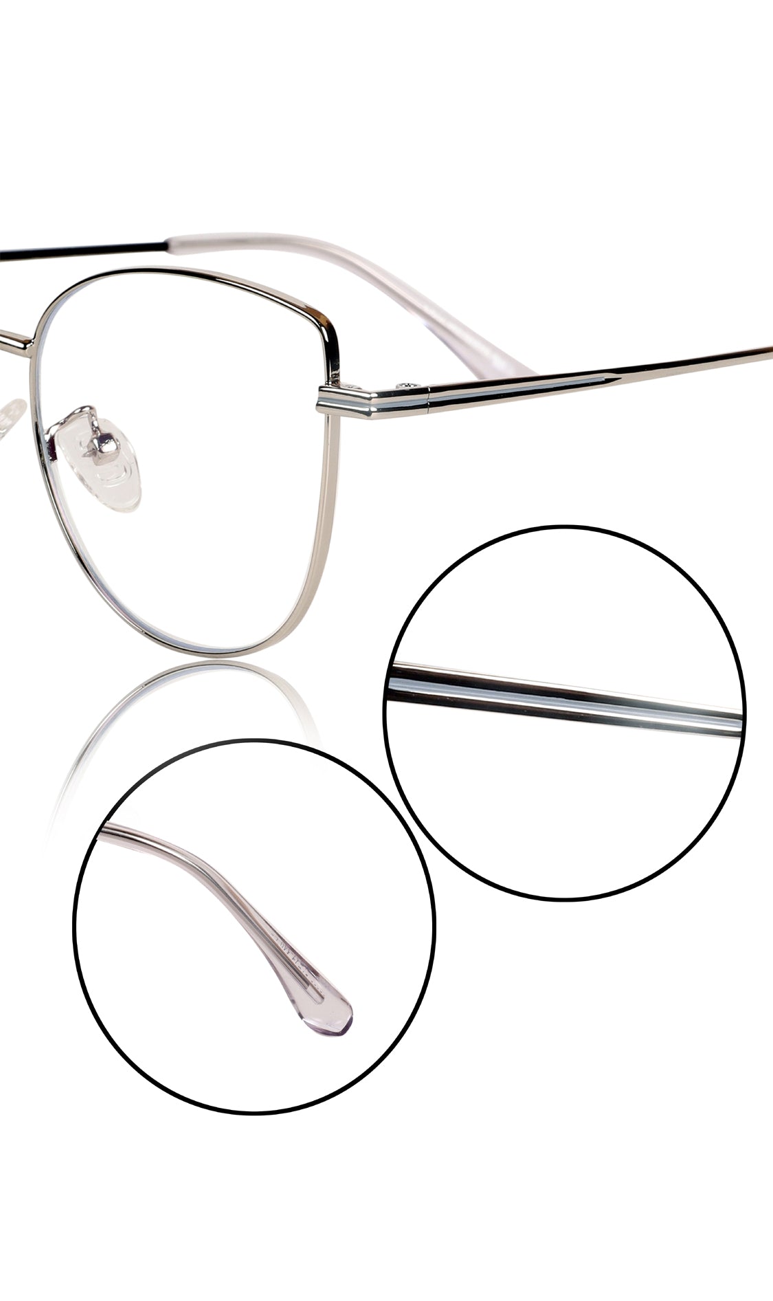 Jodykoes® Premium Series Cat Eye Metal Designer Frame Women Spectacle | Fashionable Blu Cut Anti Glare Eyeglasses For Computer, Mobile Phone and Blue Rays Protection Eyewear (Silver)