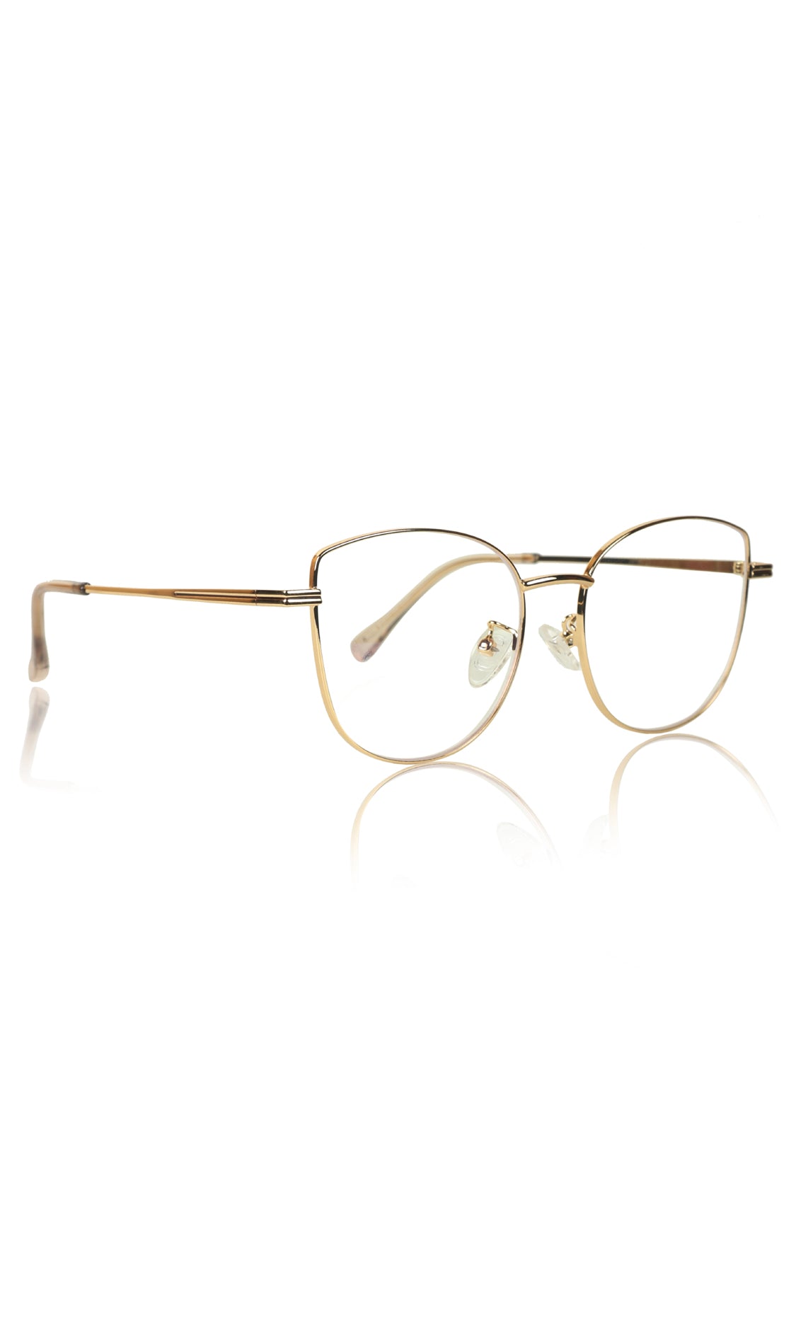 Jodykoes® Premium Series Cat Eye Metal Designer Frame Women Spectacle | Fashionable Blu Cut Anti Glare Eyeglasses For Computer, Mobile Phone and Blue Rays Protection Eyewear (Gold)