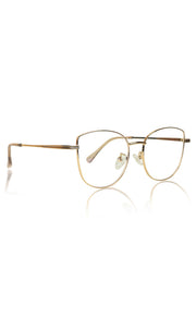 Jodykoes® Premium Series Cat Eye Metal Designer Frame Women Spectacle | Fashionable Blu Cut Anti Glare Eyeglasses For Computer, Mobile Phone and Blue Rays Protection Eyewear (Gold)