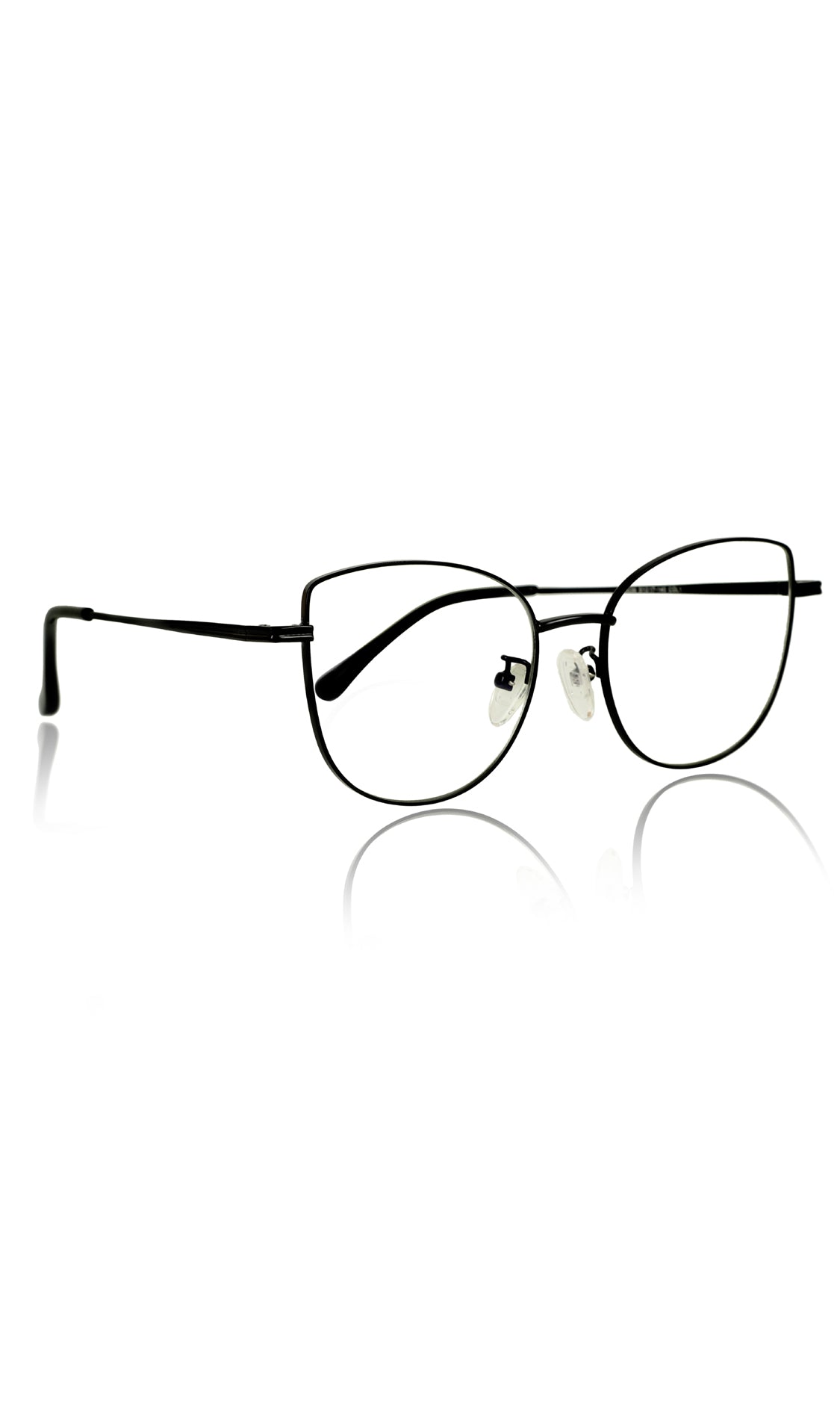Jodykoes® Premium Series Cat Eye Metal Designer Frame Women Spectacle | Fashionable Blu Cut Anti Glare Eyeglasses For Computer, Mobile Phone and Blue Rays Protection Eyewear (Black)