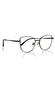 Jodykoes® Premium Series Cat Eye Metal Designer Frame Women Spectacle | Fashionable Blu Cut Anti Glare Eyeglasses For Computer, Mobile Phone and Blue Rays Protection Eyewear (Black)