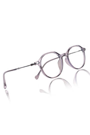 Jodykoes® Pure TR Round Plastic Frame With Metal Arms Fashionable Eyewear Spectacles | Blu cut and Anti Glare Computer Protection Eyeglasses Frame for Women (Grey)