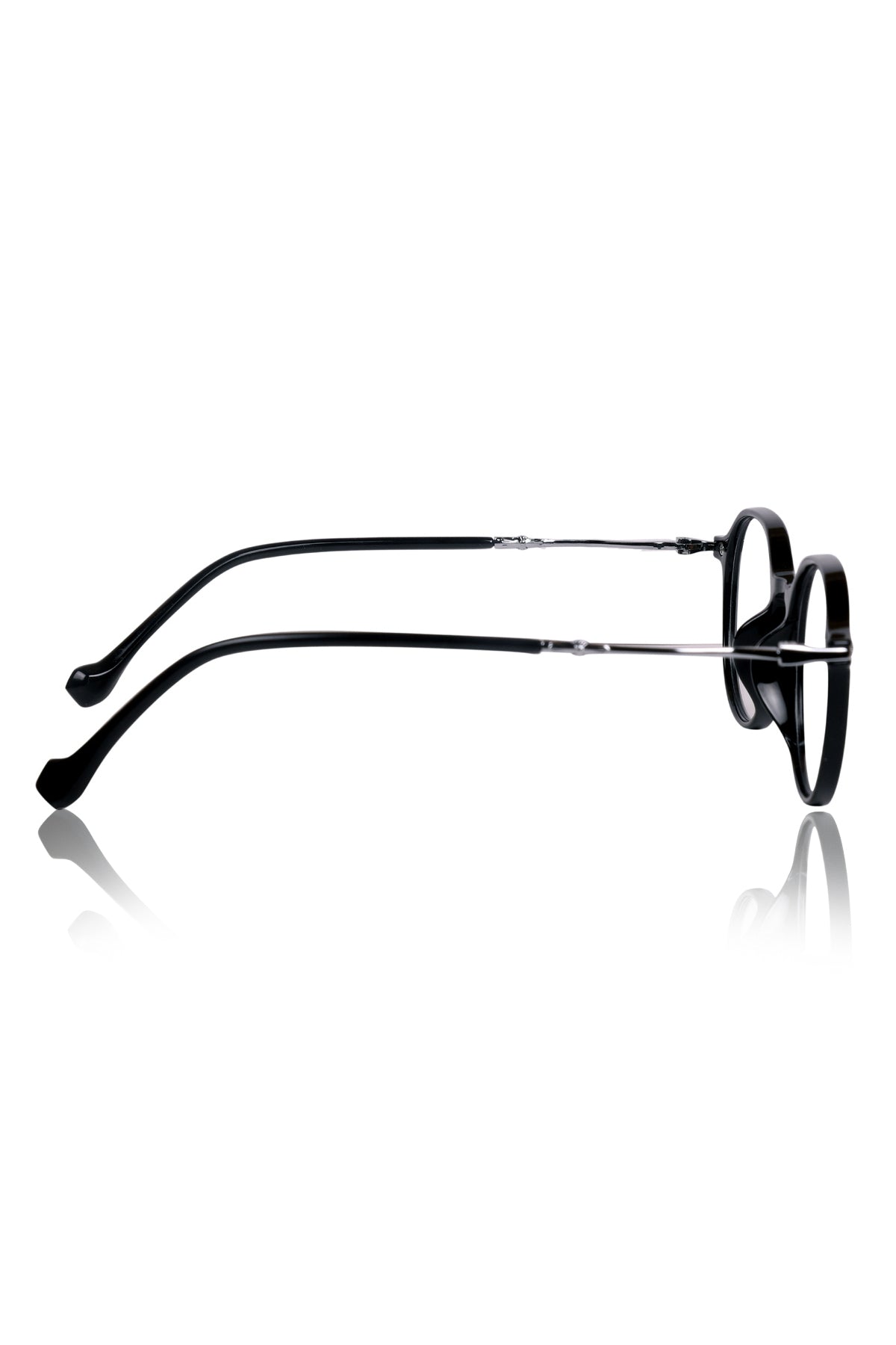 Jodykoes® Pure TR Round Plastic Frame With Metal Arms Fashionable Eyewear Spectacles | Blu cut and Anti Glare Computer Protection Eyeglasses Frame for Women (Black)