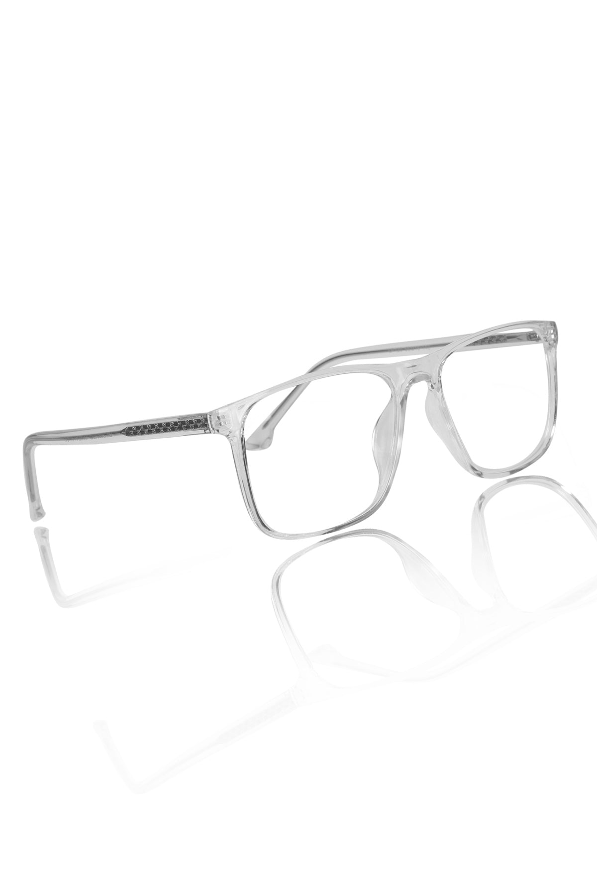 Jodykoes® Premium Series Pure Acetate Sheet Rectangle Eyewear Frame | Modern Fashionable Trending Spectacle Eyeglasses For Men and Women (Crystal Transparent)