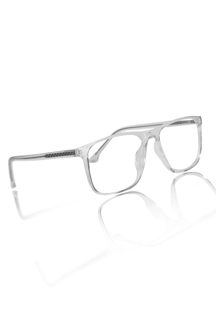 Jodykoes® Premium Series Pure Acetate Sheet Rectangle Eyewear Frame | Modern Fashionable Trending Spectacle Eyeglasses For Men and Women (Crystal Transparent)