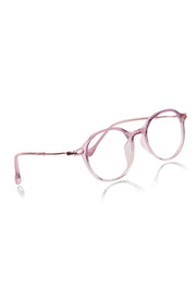 Jodykoes® Pure TR Round Plastic Frame With Metal Arms Fashionable Eyewear Spectacles | Blu cut and Anti Glare Computer Protection Eyeglasses Frame for Women (Pink/Purple)