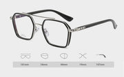 Jodykoes Tony Stark Square Frame Retro Vintage Frame for Men and Women Clear Spectacle Frame (Black & Silver)