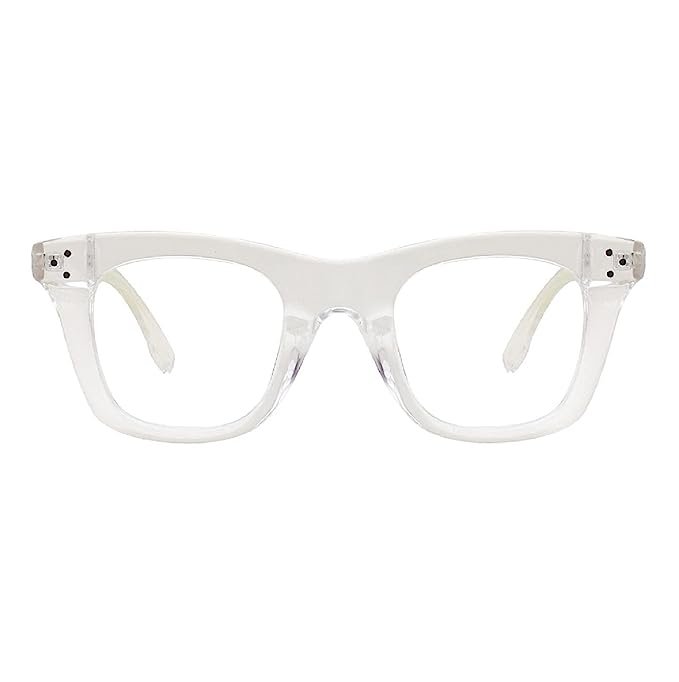 Jodykoes® Nerdy Vintage Design Bold Thick Zero Power Computer Glasses With Anti Glare For Men and Women Frames Spectacles Eyeglasses (Transparent) - Jodykoes ®