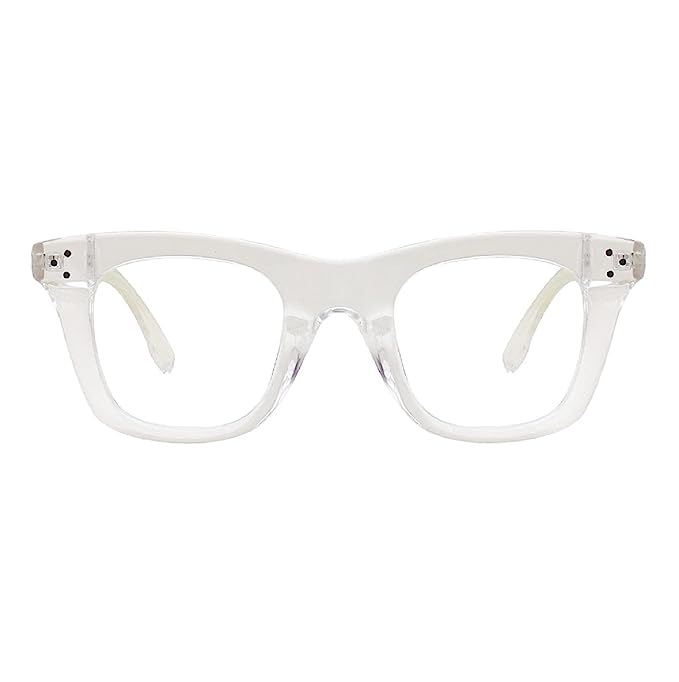 Jodykoes® Nerdy Vintage Design Bold Thick Zero Power Computer Glasses With Anti Glare For Men and Women Frames Spectacles Eyeglasses (Transparent)