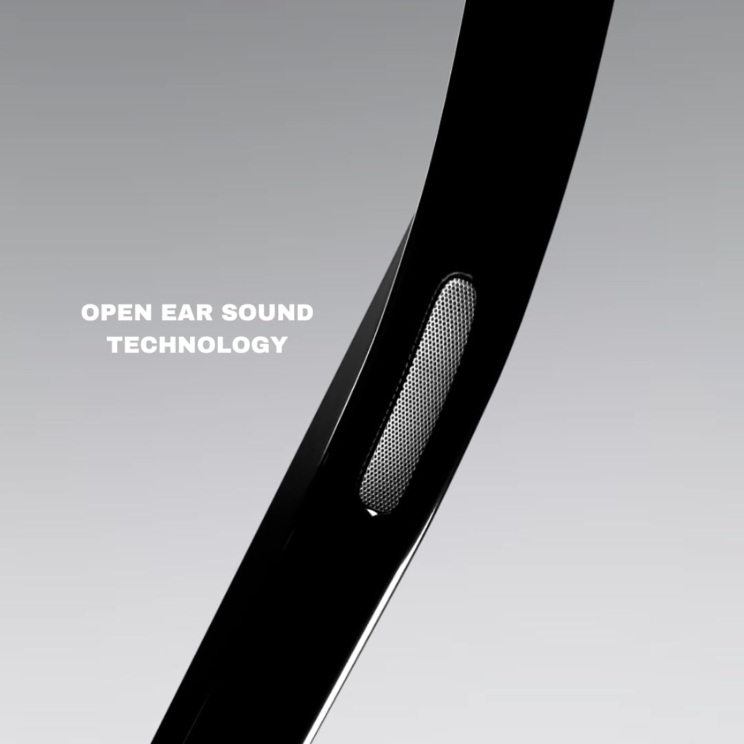 Jodykoes Smart Glasses with Built-in Speakers, Voice Assistant & Prescription Lenses | Square Bluetooth Audio Eyewear (Black)