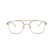 Jodykoes Tony Stark Square Frame Retro Vintage Frame for Men and Women Clear Spectacle Frame (White & Gold)