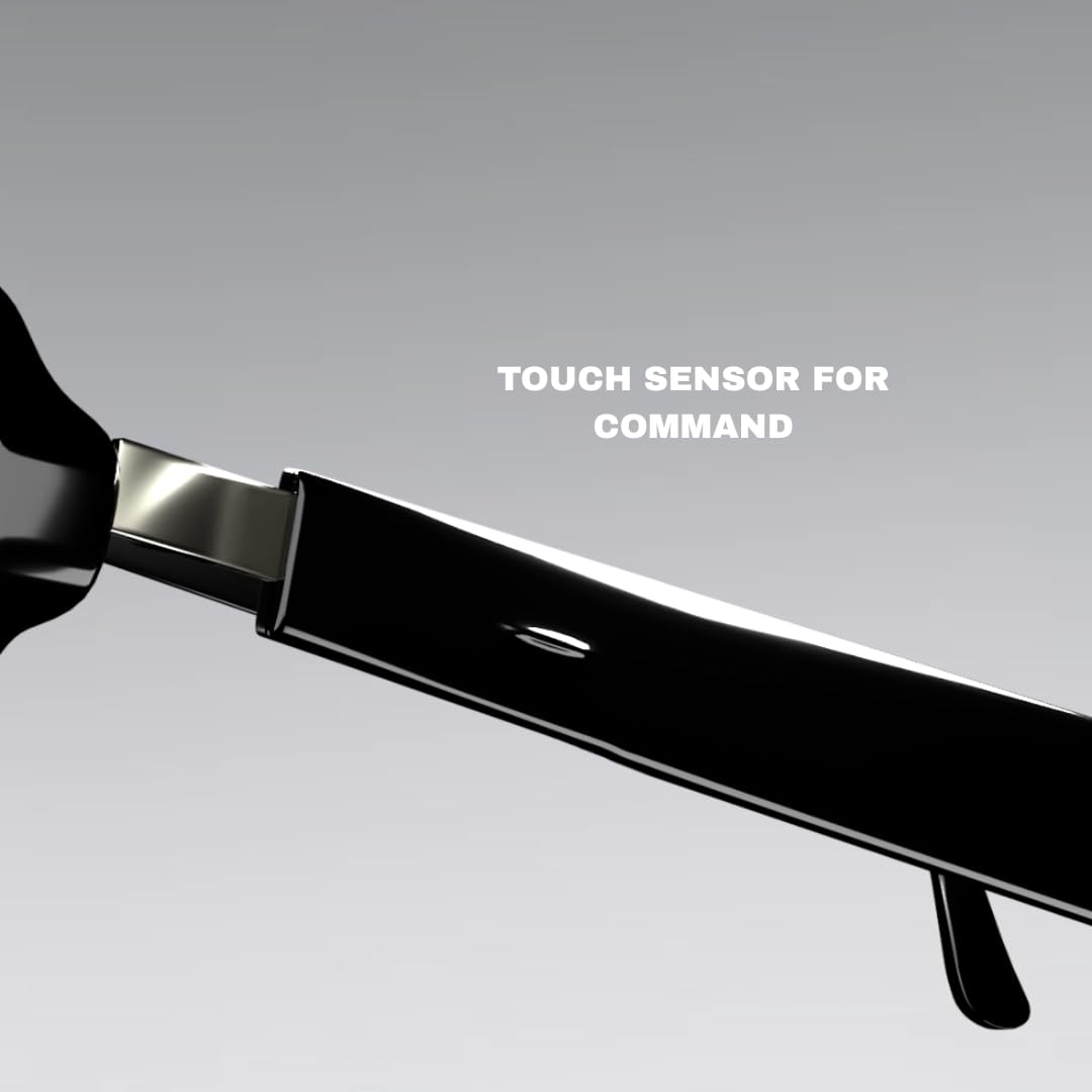 Jodykoes Smart Glasses with Built-in Speakers, Voice Assistant & Prescription Lenses | Square Bluetooth Audio Eyewear (Black)