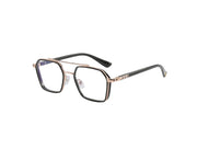 Jodykoes Tony Stark Square Frame Retro Vintage Frame for Men and Women Clear Spectacle Frame (Black & Gold)