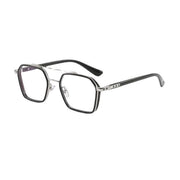 Jodykoes Tony Stark Square Frame Retro Vintage Frame for Men and Women Clear Spectacle Frame (Black & Silver)