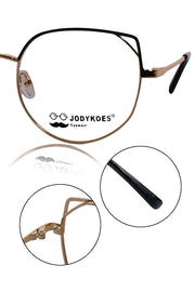 Jodykoes Luxury Pure Titanium Metal Spectacle Eyeglasses | Cat Eye Metal Eyewear Frame ( Green and Gold )