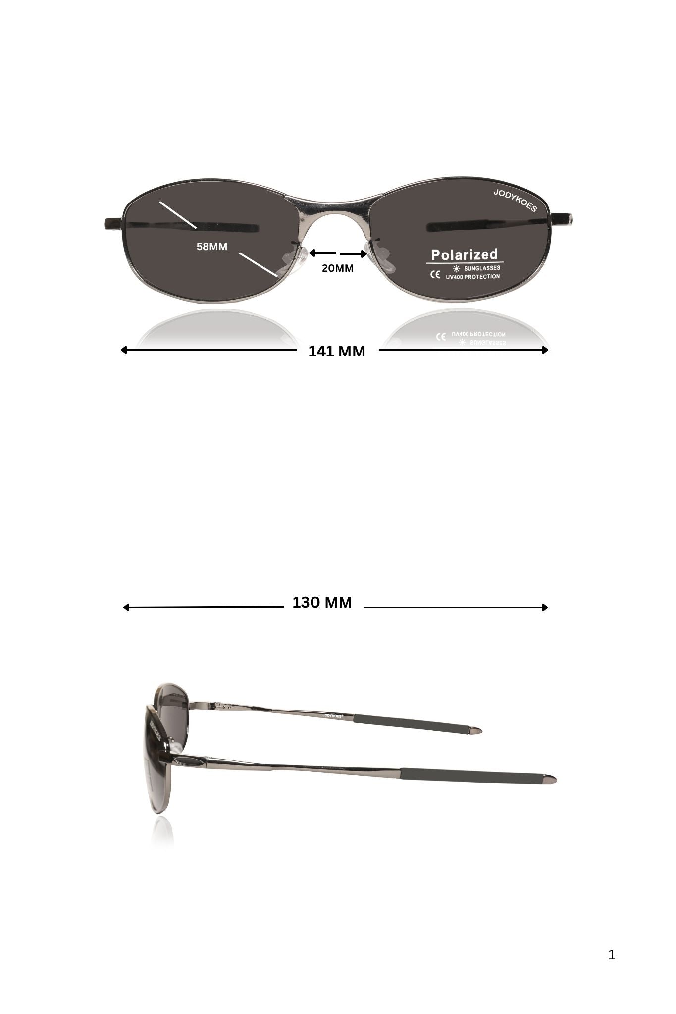 Jodykoes Legacy Sports Edition Metal Rectangular Sunglasses – UV400 Polarized (Black)