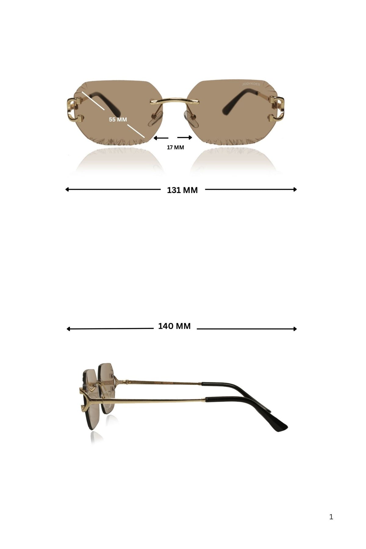 Jodykoes Legacy Rimless Sunglasses | UV400 Protection | Lightweight Stylish Eyewear