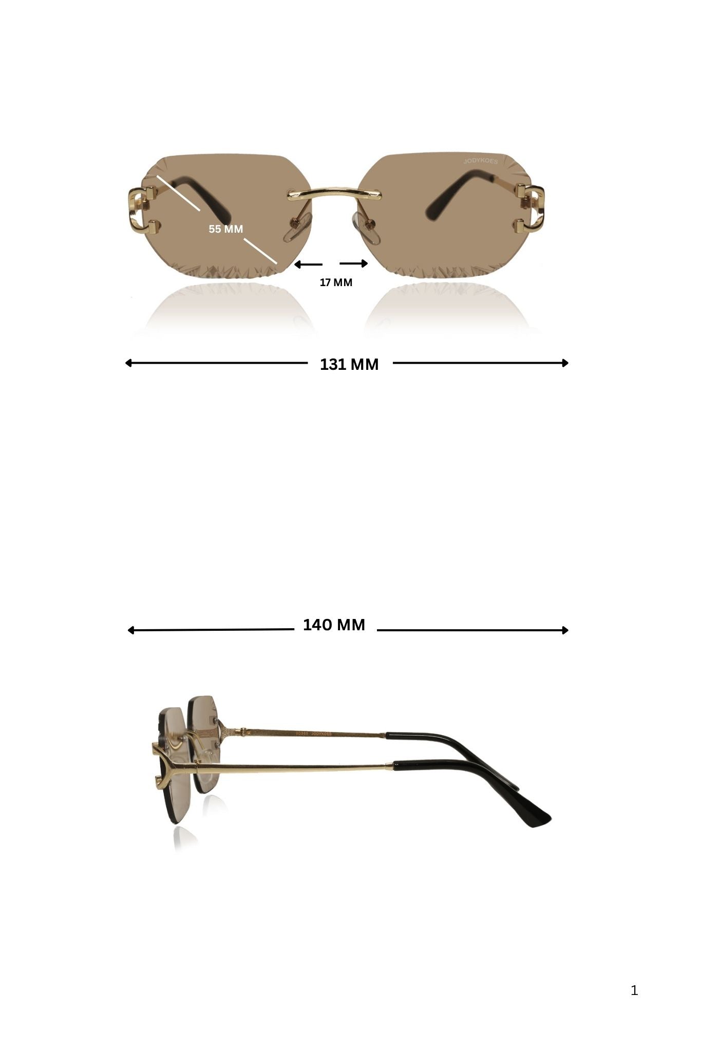 Jodykoes Legacy Rimless Sunglasses | UV400 Protection | Lightweight Stylish Eyewear