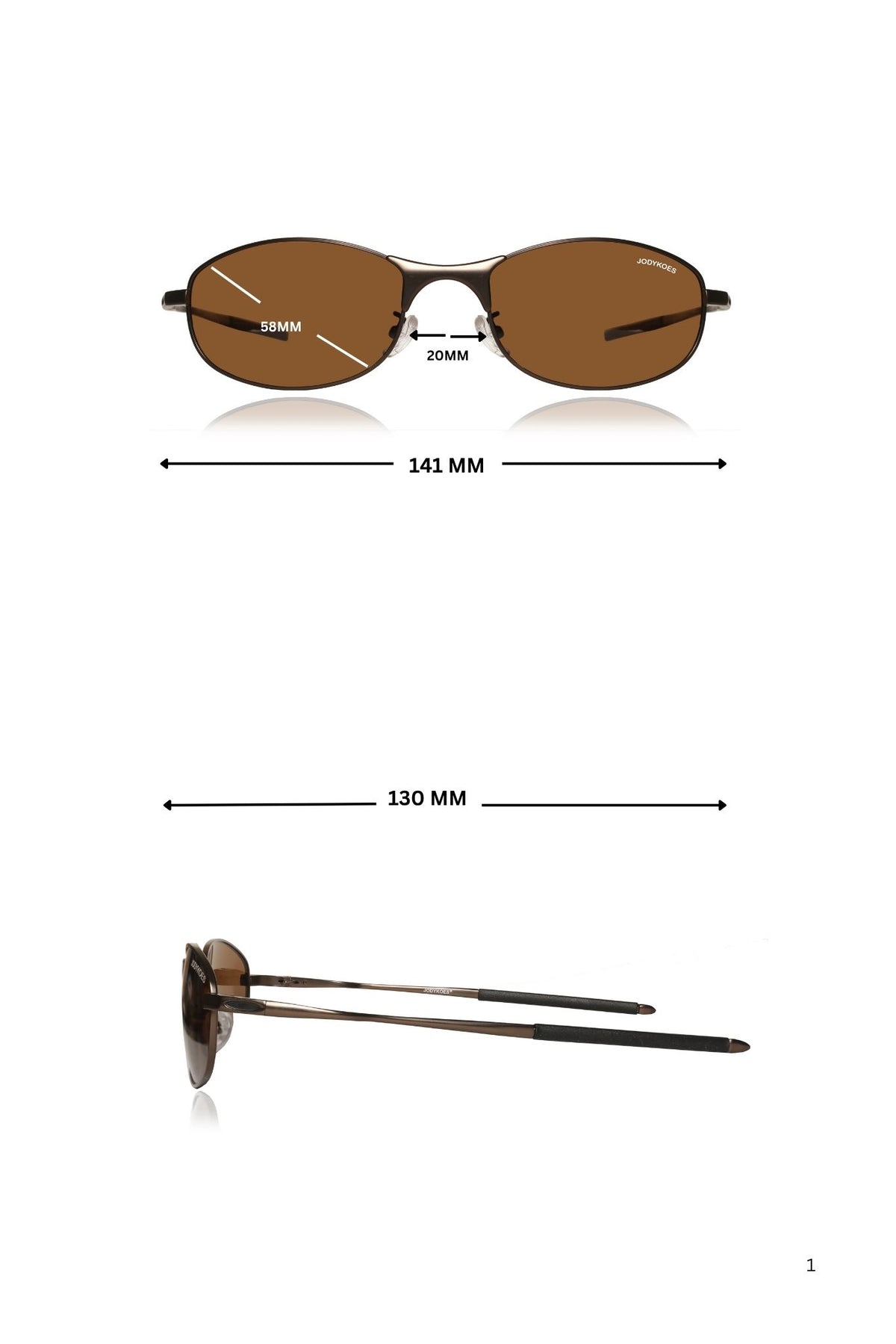 Jodykoes Legacy Sports Edition Metal Rectangular Sunglasses – UV400 Polarized (Brown)