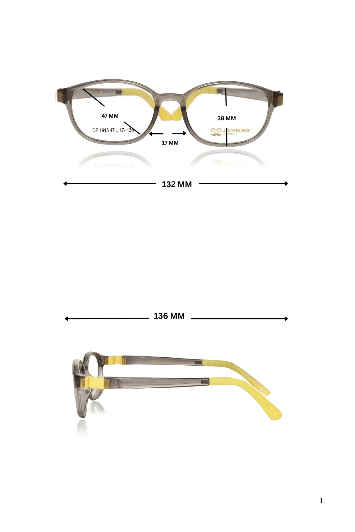 Jodykoes Kids TR90 Eyeglass Frames | Lightweight Flexible Kids Spectacle Frames (Grey)