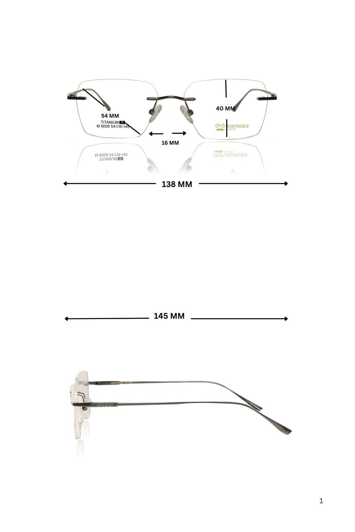 Jodykoes Luxury Pure Titanium Geometric Rimless Frame | High Quality Lightweight Square Optical Frame