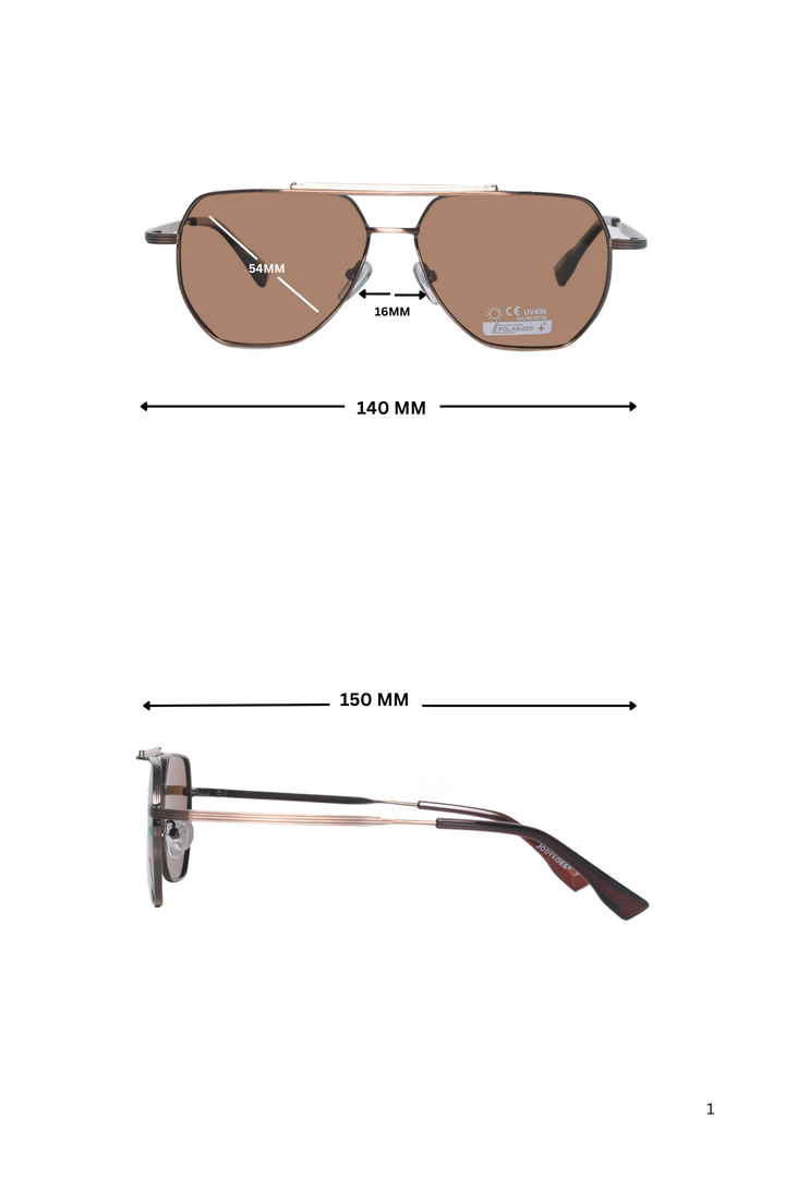 Jodykoes Legacy Metal Square Sunglasses – UV400 Polarized (Brown)