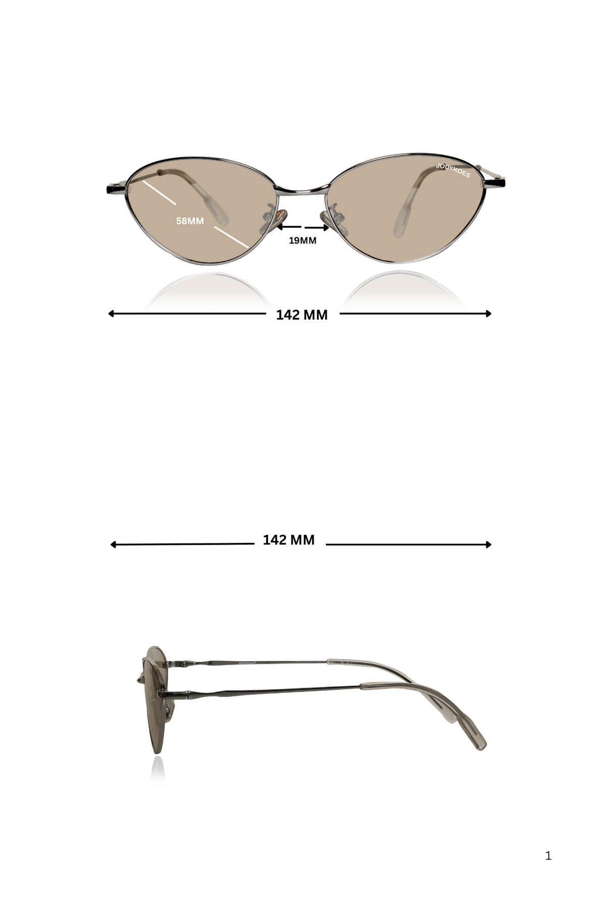 Jodykoes Legacy Metal Cat Eye Sunglasses – UV400 Protection (Brown)