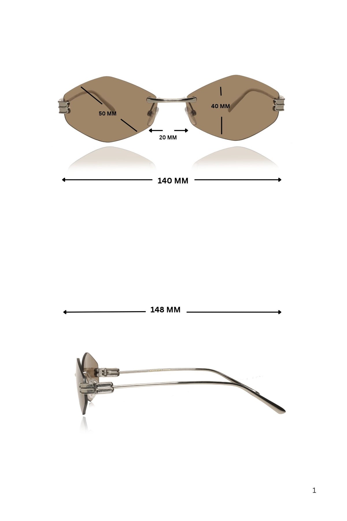 Jodykoes Legacy Rimless Geometric Sunglasses | UV400 Protection