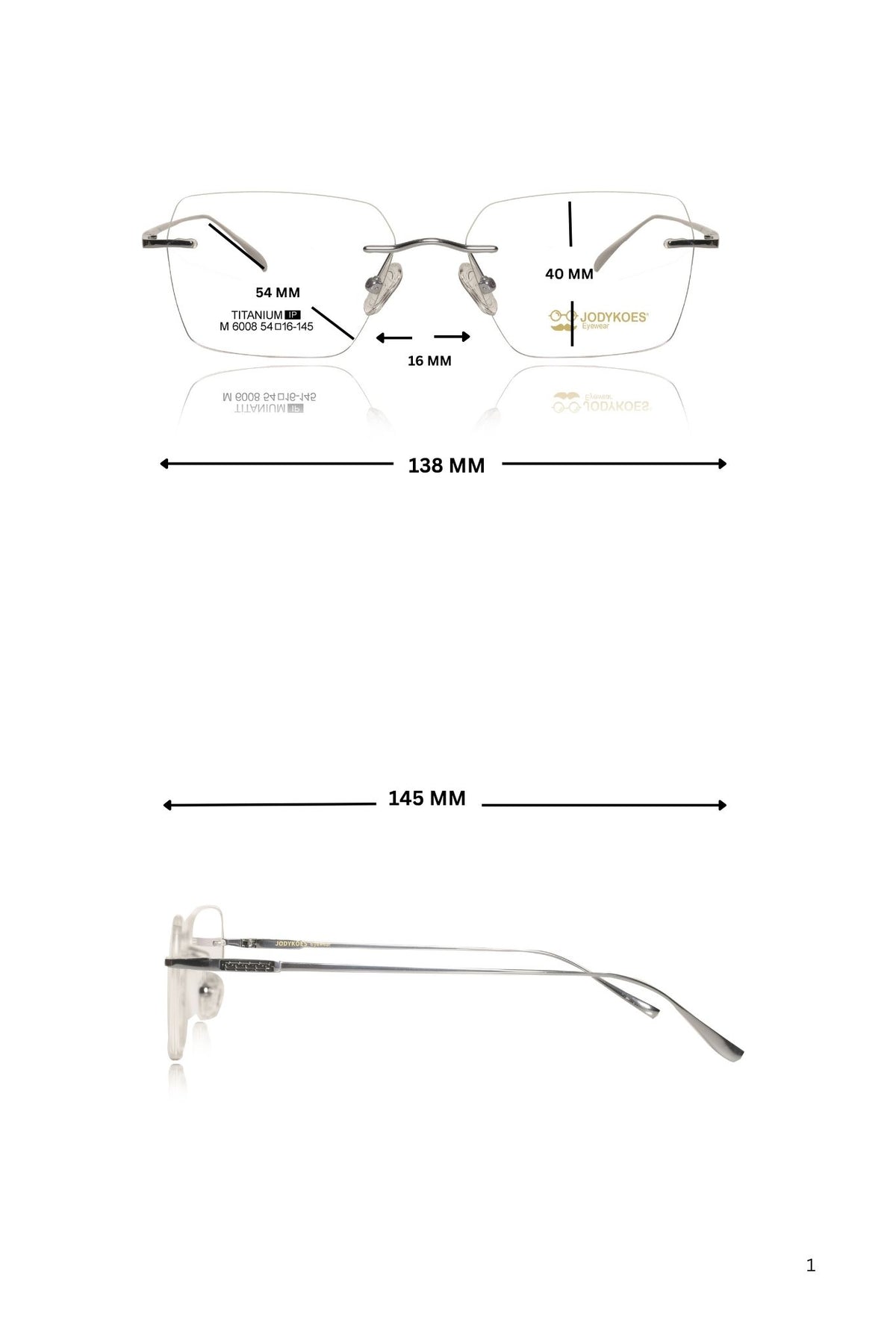 Jodykoes Luxury Pure Titanium Geometric Rimless Frame | High Quality Lightweight Square Optical Frame