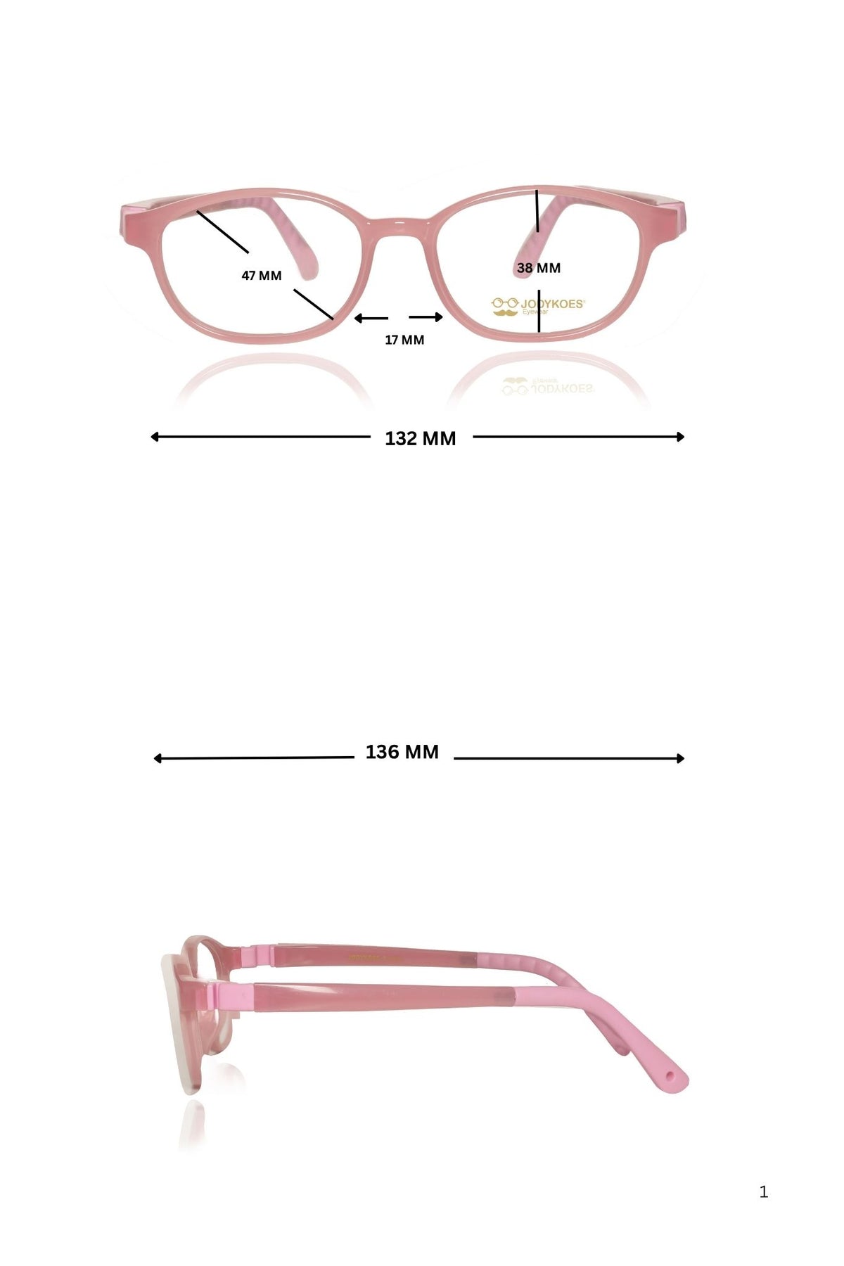 Jodykoes Kids TR90 Eyeglass Frames | Lightweight Flexible Kids Spectacle Frames (Pink)