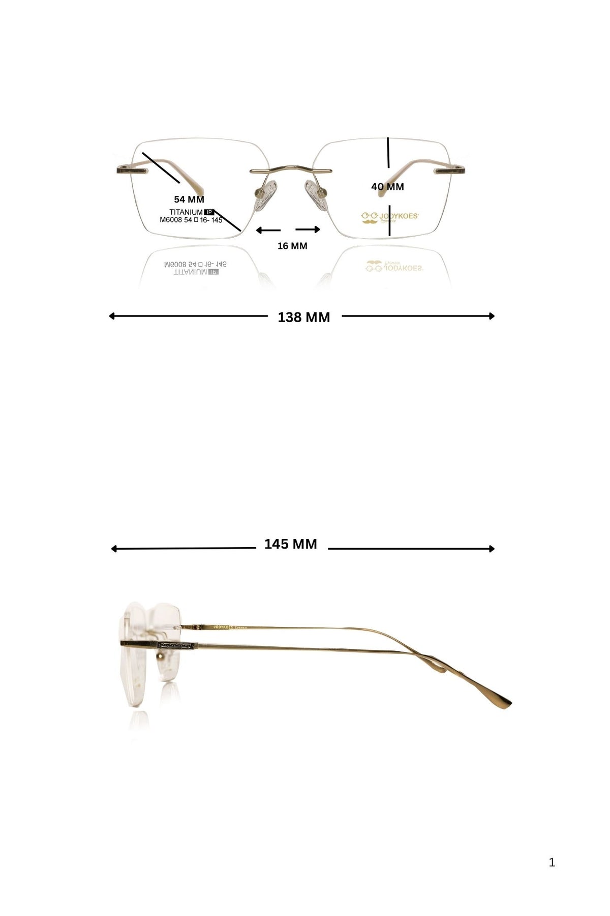 Jodykoes Luxury Pure Titanium Geometric Rimless Frame | High Quality Lightweight Square Optical Frame