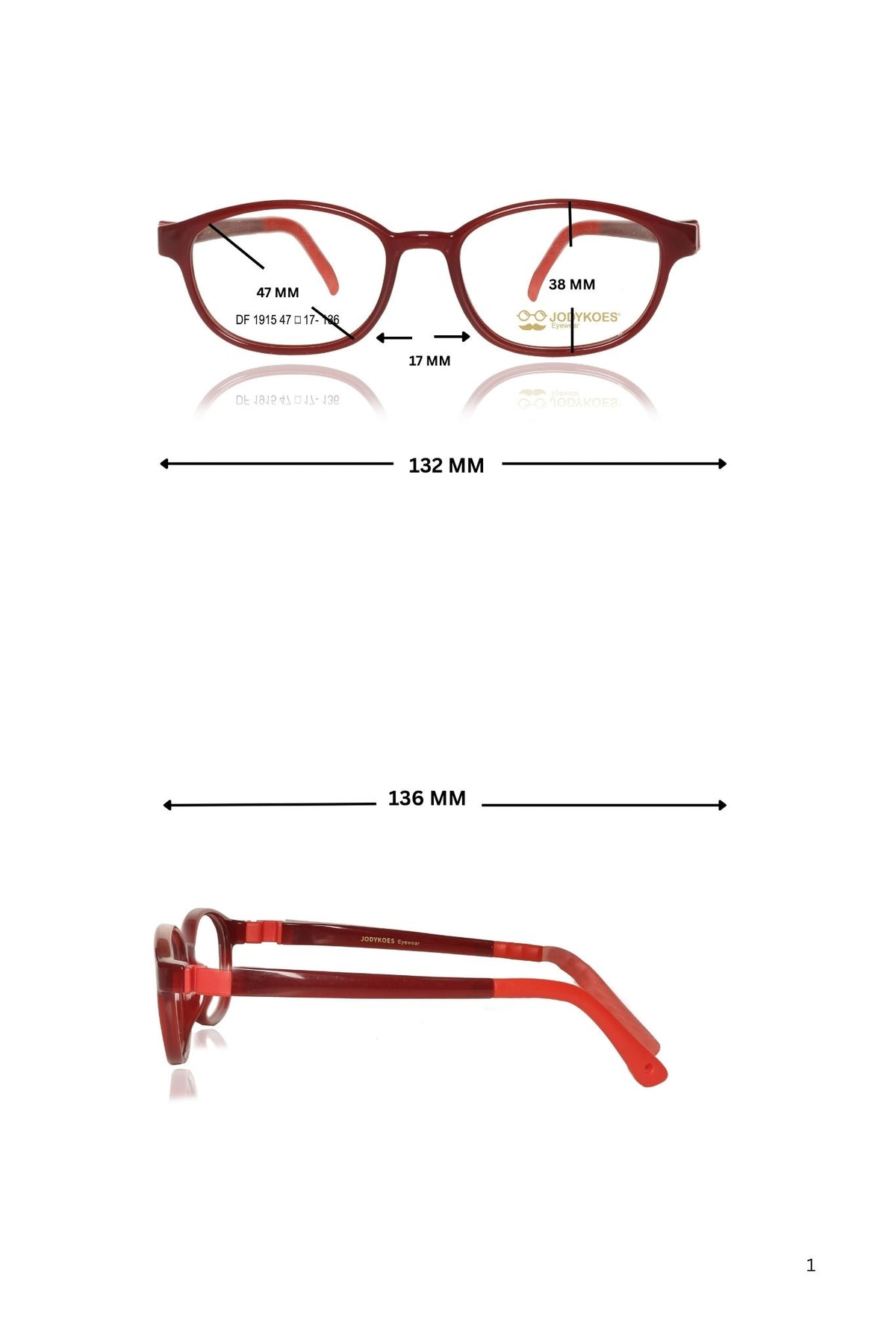 Jodykoes Kids TR90 Eyeglass Frames | Lightweight Flexible Kids Spectacle Frames (Red)