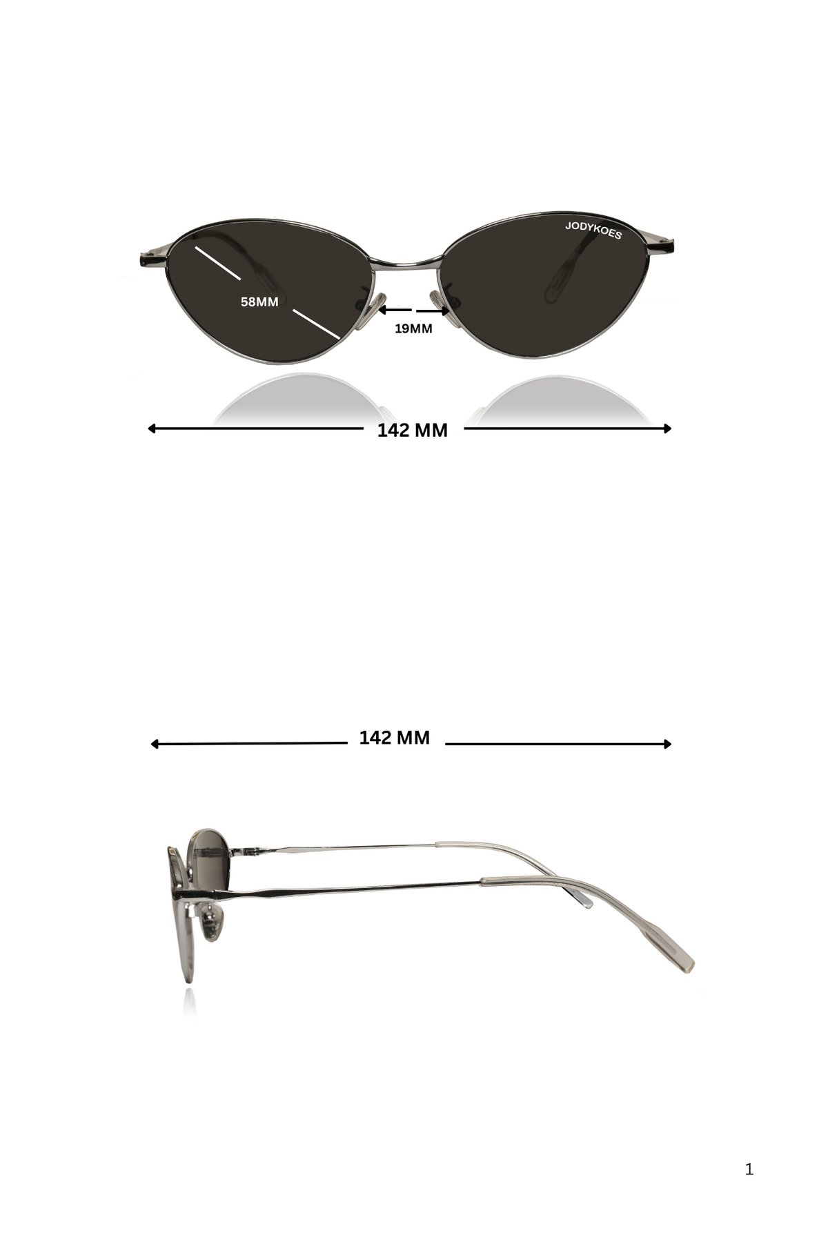 Jodykoes Legacy Metal Cat Eye Sunglasses – UV400 Protection (Black)