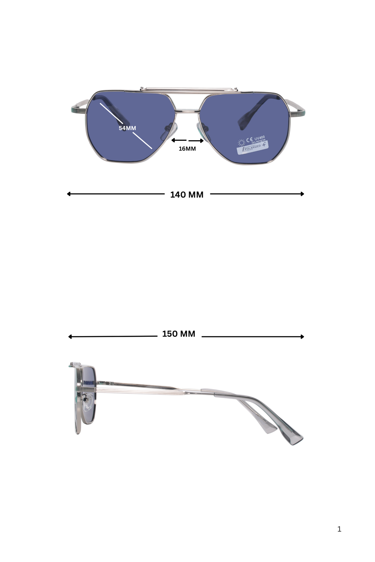 Jodykoes Legacy Metal Square Sunglasses – UV400 Polarized (Blue)